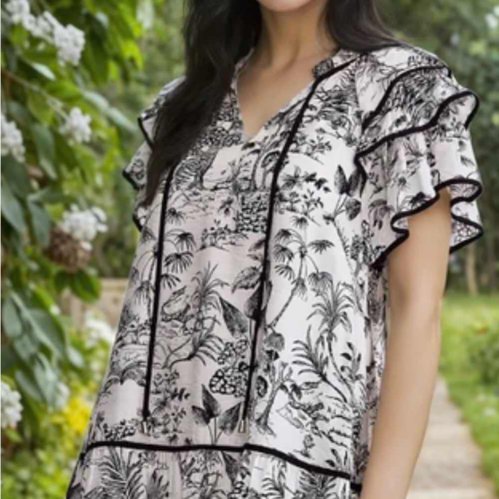 Entro Black Toile Tiered Mini Dress